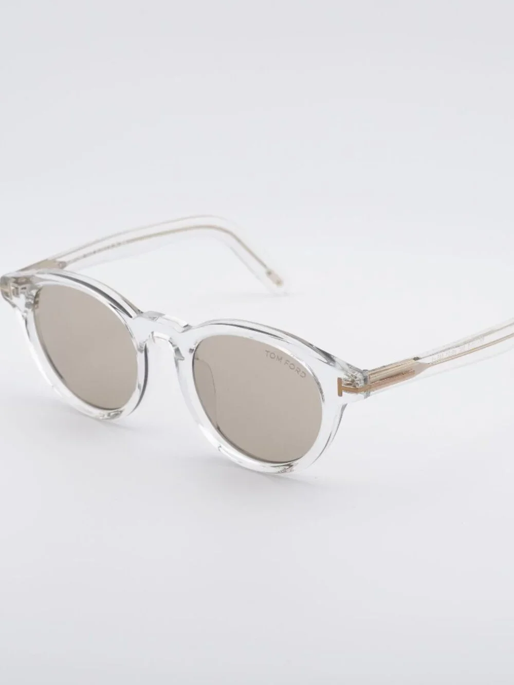 Tom Ford FT1123-D 26E Sunglasses Crystal Round Frame, Brown Lenses